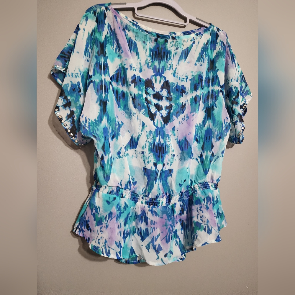 Rock & Republic Blue and Purple Patterned Top